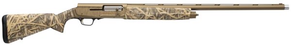 Desert camo-pattern rifle with a long tan barrel and matching stock, laid horizontally