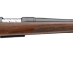 Lever-action hunting rifle with a wooden stock and long black barrel, shown in profile.