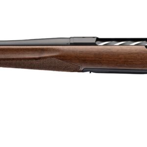 Bolt-action rifle with a long barrel, wooden stock, and visible bolt handle (side profile).