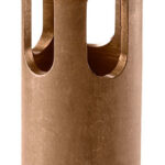 Bronze-colored cylindrical metal bushing with a toothed ring at the top and hollow sides.