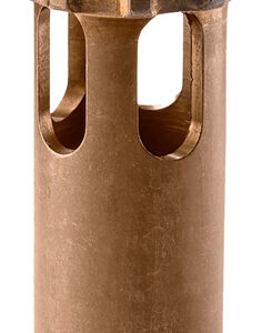 Bronze-colored cylindrical metal bushing with a toothed ring at the top and hollow sides.