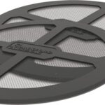 Two overlapping circular metal detector search coils with a mesh sensing surface.