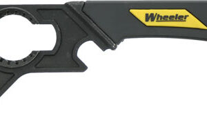 Wheeler gunsmithing multi-tool/armorer's wrench in black with yellow logo on the handle
