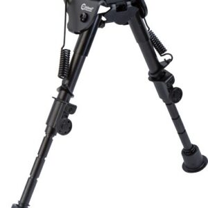 Caldwell rifle bipod with adjustable three-section legs and rubber feet on a white background