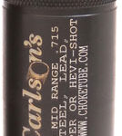 Close-up of a small black cylindrical device with knurled ends and legible white engraving along the side.