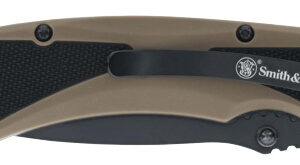 Smith & Wesson Extreme Ops Spring Assist Folding Knife 3-1/4" Drop Point Blade Black Tan