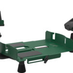 Lead Sled 4 gun recoil rest with a green frame, black mounting rails, and adjustable knobs