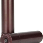 Two brown A-Zoom 28-gauge shotgun snap caps/dummy rounds, shown side by side with one standing upright.