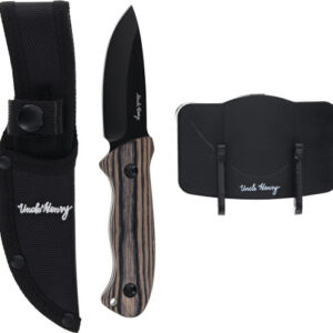 Uncle Henry Fixed Blade Knife 3" Drop Point Blade Pakkawood with Headlamp