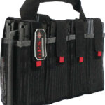 Black tactical ammo pouch bag with multiple magazine pockets and a carrying handle.