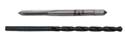 Two twist drill bits lying parallel, one silver and one black-coated.