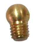 Close-up of a gold-colored screw-in light bulb base with visible threads.