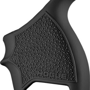 Black Hogue textured handgun grip panel with a stippled rubber surface for improved grip, shown close-up on white background.