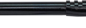 Long black gun barrel with a textured muzzle cap and a trigger guard, resembling a suppressor assembly.