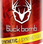 Can of Buck Bomb synthetic deer lure labeled Doe N Estrus
