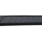 Long black plastic handle with diagonally textured grip pads in the center area