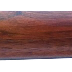 Polished wooden rifle fore-end ready for mounting, with a smooth reddish-brown finish and a small sling mount at the right end