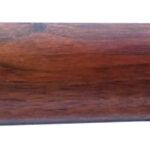 Polished walnut rifle forend with a curved grip section and a sling attachment at the far end.