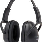 Black over-ear headphones with cushioned ear cups and an adjustable headband viewed from the side angle of a product photo.