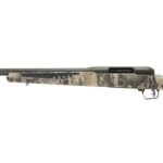 Camouflage-pattern bolt-action hunting rifle shown in side profile with a long barrel and padded buttstock.