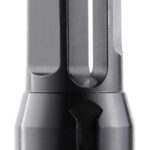 Industrial metal two-prong bit/holder with a hexagonal base, shown in grayscale.