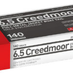 Two boxes of 6.5 Creedmoor full metal jacket boat-tail ammunition, 140 grain, 20 rounds per box (Aguila branding).