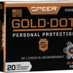 Speer Gold Dot Handgun Ammunition 25 ACP 35 gr HP 900 fps 20/ct
