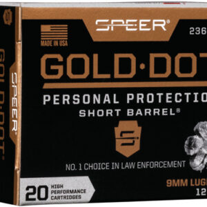 Speer Gold Dot Short Barrel Handgun Ammunition 9mm Luger (+P) 124 gr HP 1150 fps 20/ct