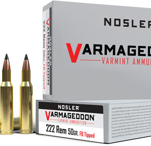 Nosler Varmageddon Rifle Ammunition .222 Rem 50gr VG FBT 3150 fps 20/ct