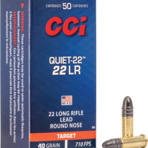 CCI Quiet-22 Rimfire Ammunition .22 LR 40 gr LRN 710 fps 50/ct