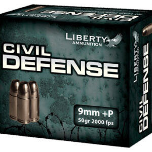 Liberty Civil Defense Handgun Ammunition 9mm (+P) 50gr SCHP 2000 fps 20/ct