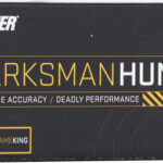Box of SIG SAUER Marksman Hunter ammunition with 'Match Grade Accuracy / Deadly Performance' and Sierra GameKing branding.