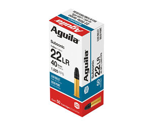Aguila Subsonic Rimfire Ammunition .22 LR 40 gr. SP 1025 fps 50/ct