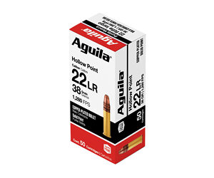 Box of Aguila .22 LR hollow-point ammunition, 50 rounds, 36-grain, ~1,200 fps.
