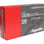 Red and gray Aguila box of 270 Win Soft Point ammunition, 130 grain, containing 20 cartridges.