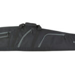 Black padded rifle/shotgun case with dual carry handles and multiple zippered pockets, Allen brand.