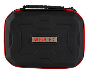 Black Ruger hard protective case with red trim and a carrying handle.