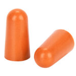 Two orange soft gelatin capsules on a white background, side by side.