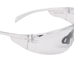 Clear protective safety goggles with wraparound lenses and soft nose bridge, for eye protection in industrial or lab settings.
