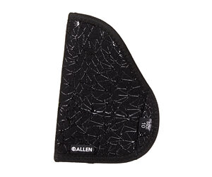 Black curved saddle pad with a cracked leather pattern and an Allen logo.