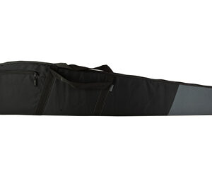 Long black soft carrying case with a zipper and two carrying handles on a white background.
