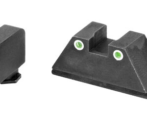 Amerigo Custom Combination Tall Suppressor Height Set - All Glock Models Except 42 43 / Front Tritium - Green / Front Outline -White / Rear Tritium -