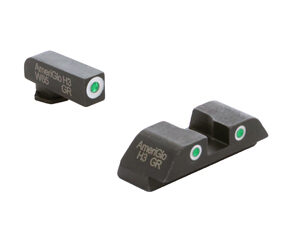 Green Tritium FRONT/REAR 3 dot sight set white outlines for Glock Gen 5
