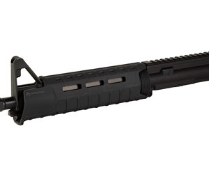 Black AR-style rifle upper receiver with handguard and front sight, isolated against a white background.