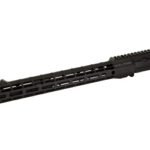 AR-15 style upper receiver with a long free-floating handguard and top Picatinny rail, black