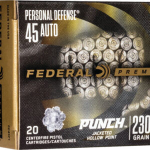 Federal Personal Defense Punch Handgun Ammunition .45 ACP 230 gr JHP 890 fps 20/ct