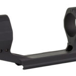 Black two-ring scope mount with a central base for attaching a rifle scope