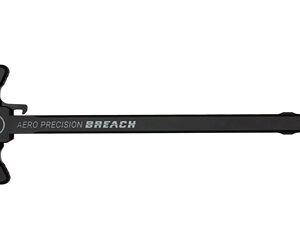 Long black Aero Precision Breach firearm accessory with a clamp on the left end.