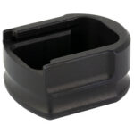 Black plastic mounting adapter with a rectangular slot and curved outer edge, likely a clip-or-masten component.
