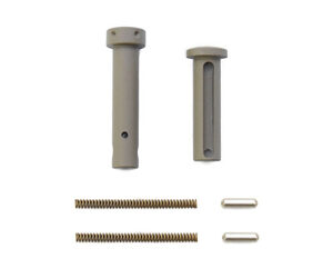 Hardware kit: two gray cylindrical pins (long with a hole, short with a slot), plus two springs and two small silver pins.